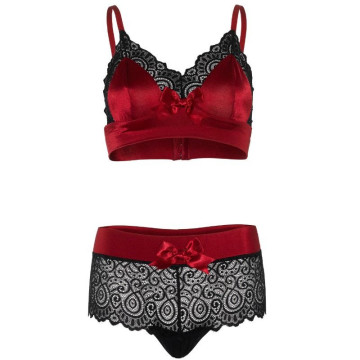 LEG AVENUE - CONJUNTO 2 PEAS PRETO E VERMELHO S-M