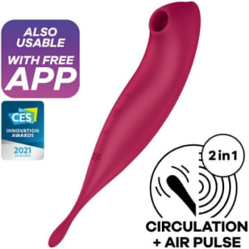 SATISFYER - TWIRLING PRO ESTIMULADOR DE PULSO DE AR E APLICATIVO VIBRADOR VERMELHO
