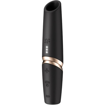 SATISFYER - ESTIMULADOR DE CLITÓRIS PERFECT KISS WAVE PRETO - DOURADO