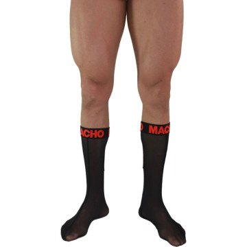 MACHO - MEIAS FINAS TAMANHO ÚNICO PRETO-VERMELHO