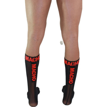 MACHO - MEIAS FINAS TAMANHO ÚNICO PRETO-VERMELHO