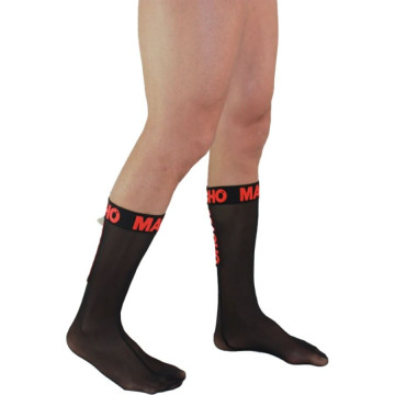 MACHO - MEIAS FINAS TAMANHO ÚNICO PRETO-VERMELHO