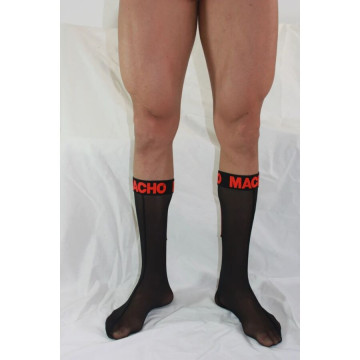 MACHO - MEIAS FINAS TAMANHO ÚNICO PRETO-VERMELHO