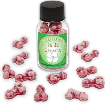 DIABLO PICANTE - 12 DOCES DA SORTE EM FORMA DE PÊNIS MORANGO-CEREJA
