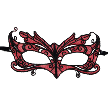 QUEEN LINGERIE - MSCARA DE RENDA COM DETALHES VERMELHOS