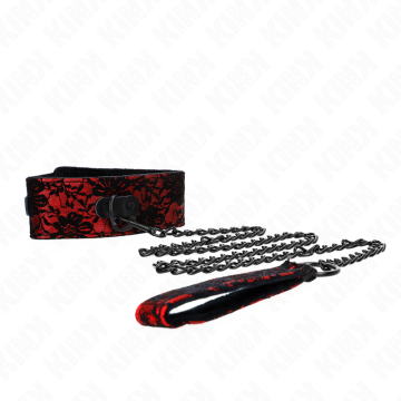 KINK - COLAR DE RENDA COM CINTO COM CINTO DE COURO REAL 105 CM - 44 X 5,5 CM