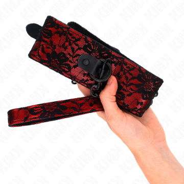 KINK - COLAR DE RENDA COM CINTO COM CINTO DE COURO REAL 105 CM - 44 X 5,5 CM