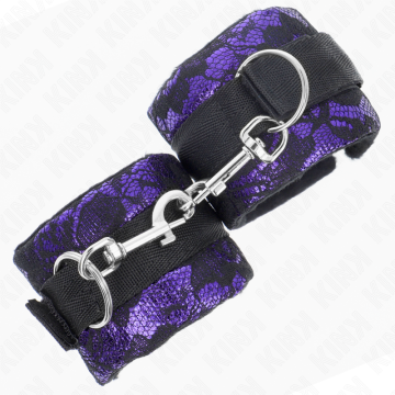 KINK - PUNHOS DE RENDA DE VELUDO CURTO E BIND DE NYLON ROXO - PRETO 23 X 6,5 CM