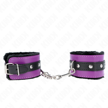 KINK - PULSO PREMIUM FORRO DE PELE PRETO COM CINTO ROXO - PRETO AJUSTÁVEL 17-29 CM X 6 CM