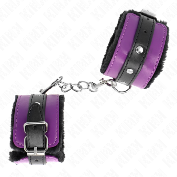 KINK - PULSO PREMIUM FORRO DE PELE PRETO COM CINTO ROXO - PRETO AJUSTÁVEL 17-29 CM X 6 CM