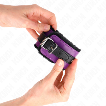 KINK - PULSO PREMIUM FORRO DE PELE PRETO COM CINTO ROXO - PRETO AJUSTÁVEL 17-29 CM X 6 CM