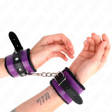 KINK - PULSO PREMIUM FORRO DE PELE PRETO COM CINTO ROXO - PRETO AJUSTÁVEL 17-29 CM X 6 CM