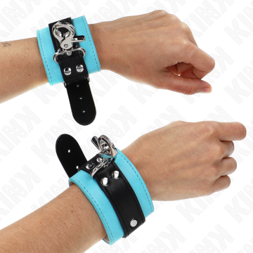 KINK - RETENÇÕES DE PULSO FECHÁVEIS PREMIUM PRETO - AZUL AJUSTÁVEIS 21-28 CM X 5,5 CM