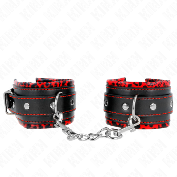 KINK - PULSO FORRO DE PELE VERMELHO - PRETO AJUSTÁVEL 17-29 CM X 6 CM