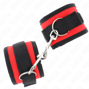 KINK - RETENÇÕES DE PULSO NYLON BIND HOOKandLOOP VERMELHO-PRETO MODELO 2 AJUSTÁVEL 18-35 CM X 6 CM