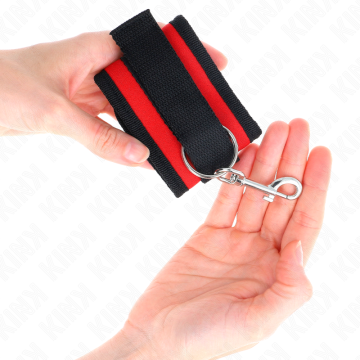 KINK - RETENÇÕES DE PULSO NYLON BIND HOOKandLOOP VERMELHO-PRETO MODELO 2 AJUSTÁVEL 18-35 CM X 6 CM