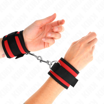 KINK - RETENÇÕES DE PULSO NYLON BIND HOOKandLOOP VERMELHO-PRETO MODELO 2 AJUSTÁVEL 18-35 CM X 6 CM