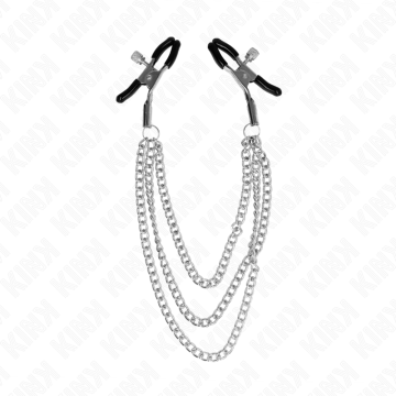 KINK - PINÇAS PARA BICOS COM 3 CORRENTES PRATA 20-23-28 CM