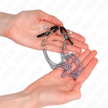 KINK - PINÇAS PARA BICOS COM 3 CORRENTES PRATA 20-23-28 CM