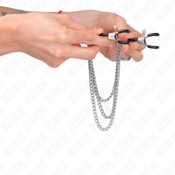 KINK - PINÇAS PARA BICOS COM 3 CORRENTES PRATA 20-23-28 CM