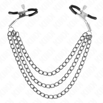 KINK - PINÇAS PARA BICOS COM 3 CORRENTES PRETAS 20-23-28 CM