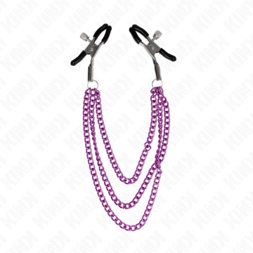 KINK - PINÇAS PARA BICOS COM 3 CORRENTES ROXO 20-23-28 CM