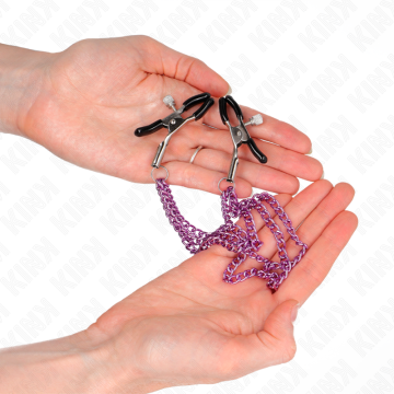 KINK - PINÇAS PARA BICOS COM 3 CORRENTES ROXO 20-23-28 CM