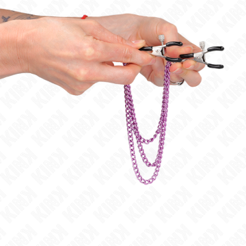 KINK - PINÇAS PARA BICOS COM 3 CORRENTES ROXO 20-23-28 CM