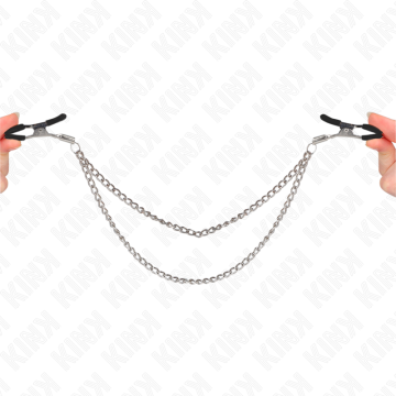 KINK - PINÇAS PARA BICOS COM 2 CORRENTES GROSSAS PRATA 20-23 CM