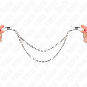 KINK - PINÇAS PARA BICOS COM 2 CORRENTES FINAS PRATA 20-23 CM