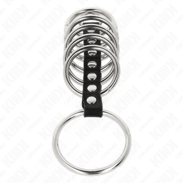 KINK - 7 ANÉIS DE METAL DE 3,2 CM A 5 CM CONECTADOS POR COURO