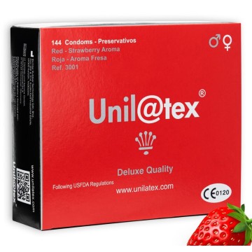 UNILATEX - CONSERVANTES DE MORANGO - VERMELHO 144 UNIDADES