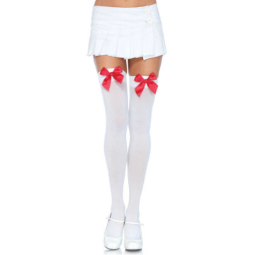 LEG AVENUE - COXAS EM NYLON COM LAO BRANCO - VERMELHO