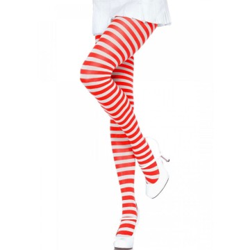 LEG AVENUE - CALAS LISTRADAS BRANCA-VERMELHA