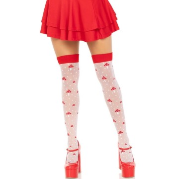 LEG AVENUE - MEIAS ALTAS COGUMELO VERMELHA-BRANCA