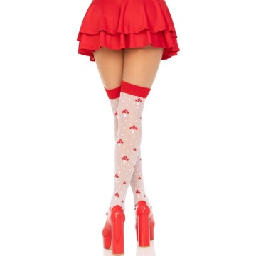 LEG AVENUE - MEIAS ALTAS COGUMELO VERMELHA-BRANCA