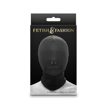 NS NOVELTIES - FETISH and FASHION FECHADO BOCA COM ZÍPER CAPUZ NYLON PRETO