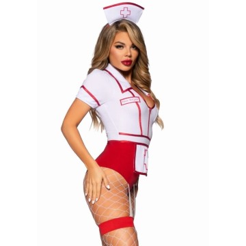 LEG AVENUE - FANTASIA DE ENFERMEIRA SEXY VERMELHO-BRANCO M