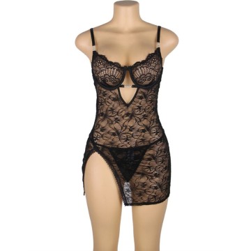 SUBBLIME - 954185 BABYDOLL DE RENDA COM ALÇAS AJUSTÁVEIS PRETO S-M