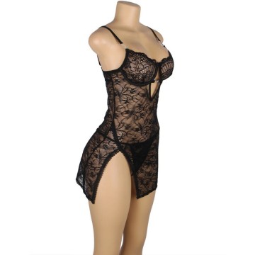 SUBBLIME - 954185 BABYDOLL DE RENDA COM ALÇAS AJUSTÁVEIS PRETO S-M