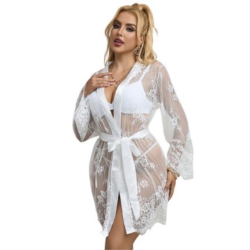 SUBBLIME - 954376 CAMISOLA DE NOITE MANGA COMPRIDA COM DESIGN FLORAL BRANCO L-XL