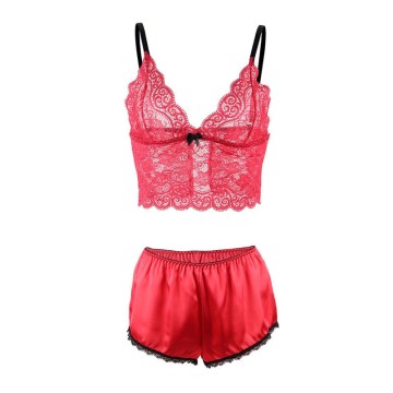SUBBLIME - 953904 CAMISOLA DE SEDA E RENDA CALCINHA VERMELHA L-XL