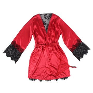 SUBBLIME - 954017 CAMISOLA DE RENDA TRANSPARENTE NAS COSTAS TANGA VERMELHO-PRETO S-M