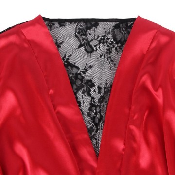 SUBBLIME - 954017 CAMISOLA DE RENDA TRANSPARENTE NAS COSTAS TANGA VERMELHO-PRETO S-M