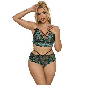 SUBBLIME - 954093 SUTIÃ CALCINHA RENDA VERDE L-XL