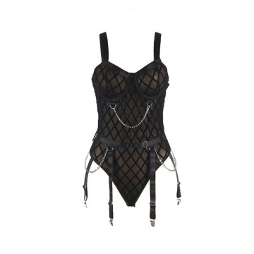 SUBBLIME - 954260 BODY COM CORRENTES CINTA-LIGA PRETO S-M