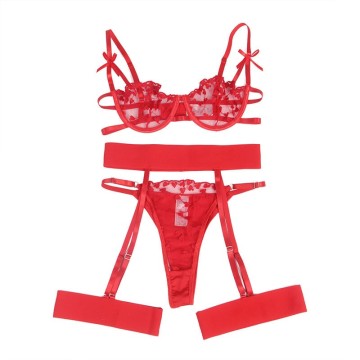 SUBBLIME - 954338 SUTIÃ COM ESTAMPA DE CORAÇÃO TANGA CINTO-LIGA VERMELHO L-XL