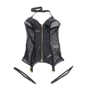 SUBBLIME - 954451 VESTIDO SEXY DE MALHA COURO PRETO L-XL