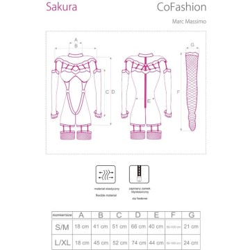 LIVCO CORSETTI FASHION - SAKURA CF 90357 MACACÃO LUVAS COMPRIDAS CINTO-LIGA PRETO S-M