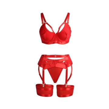 SUBBLIME - 955267 SUTIÃ BONDAGE VERMELHO COM CONJUNTO DE LIGA L-XL